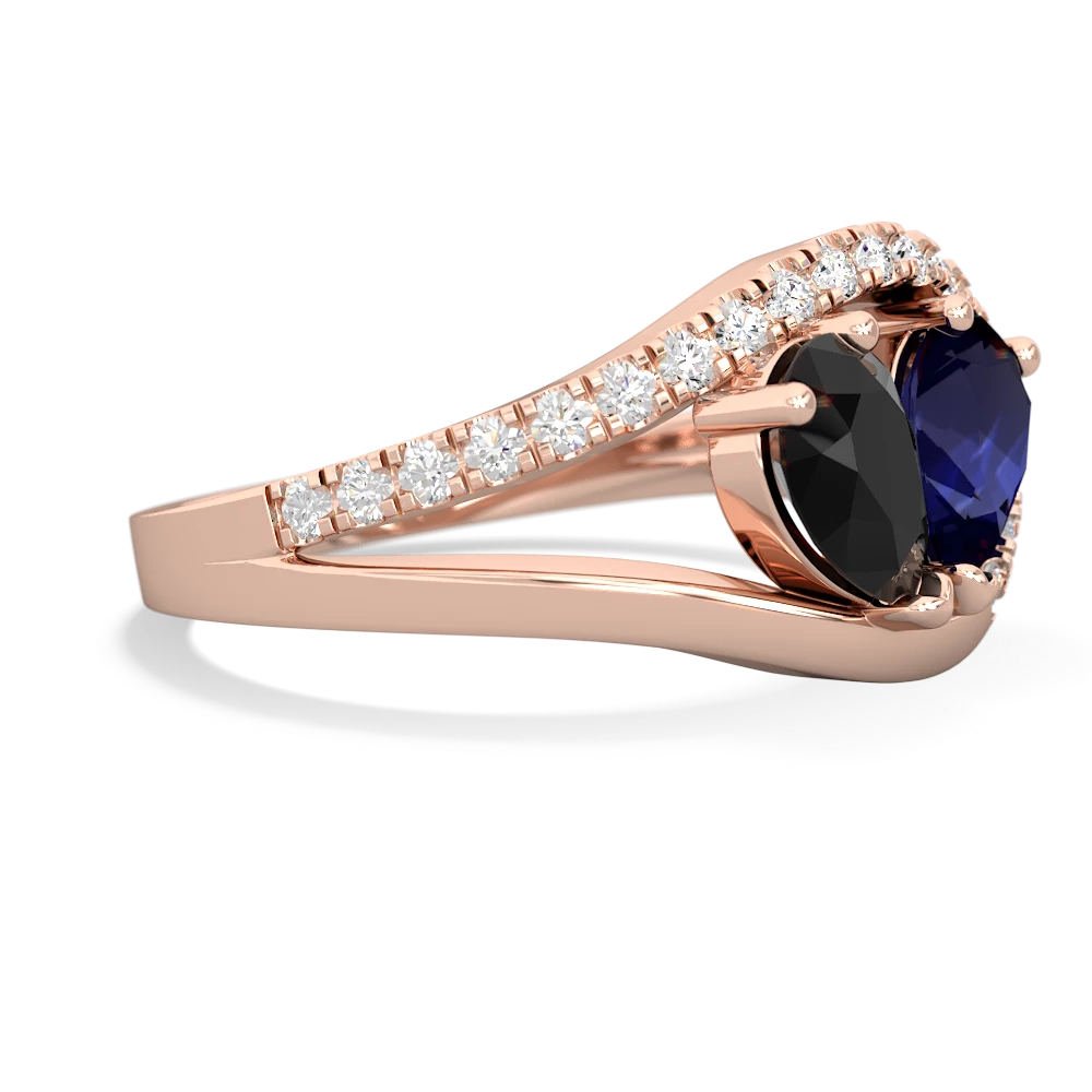 Onyx Nestled Heart Keepsake 14K Rose Gold ring R5650