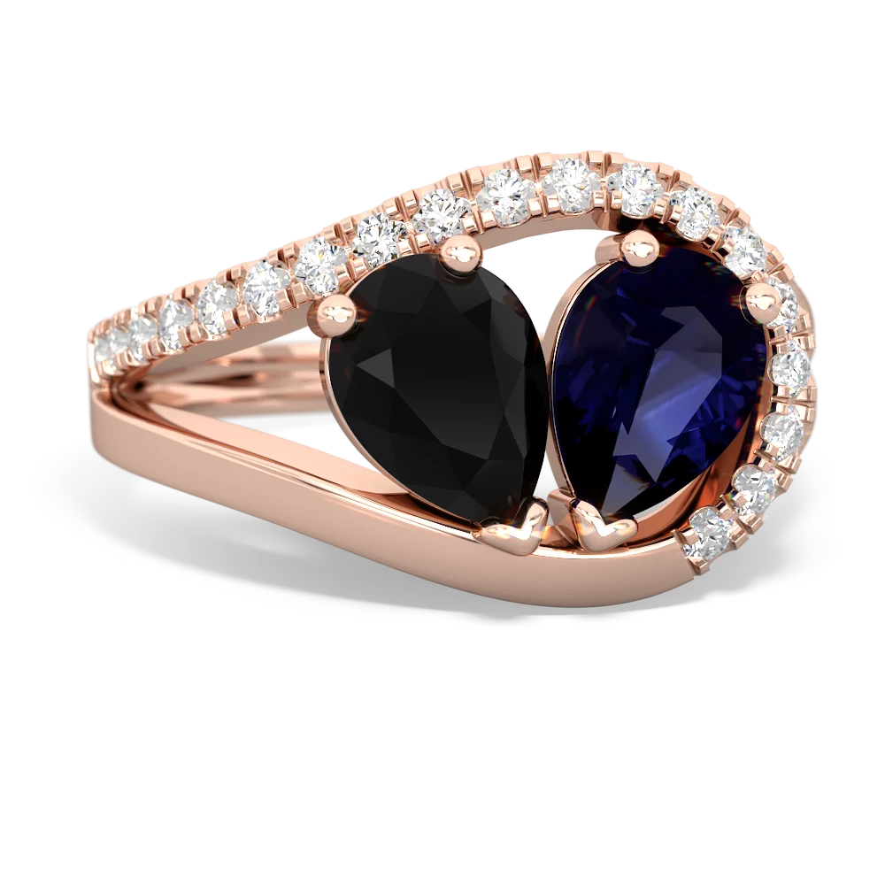 Onyx Nestled Heart Keepsake 14K Rose Gold ring R5650