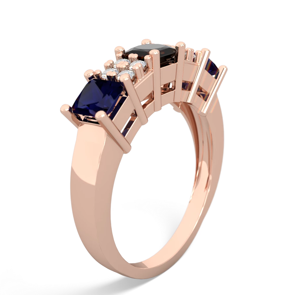 Onyx Three Stone Diamond Cluster 14K Rose Gold ring R2592