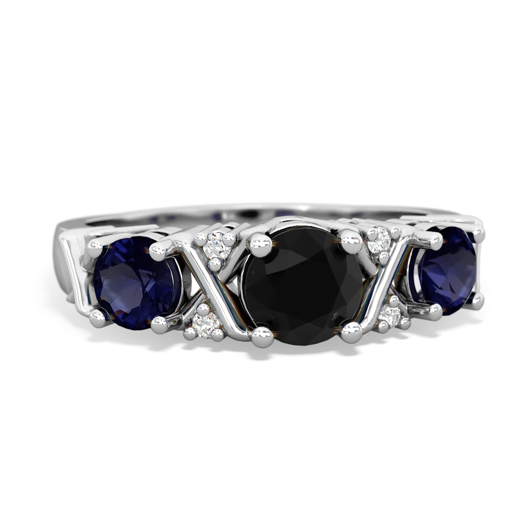 Onyx Hugs And Kisses 14K White Gold ring R5016