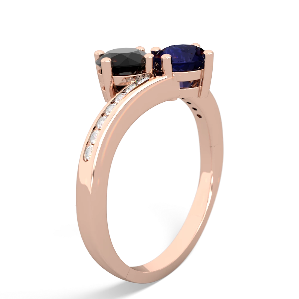 Onyx Channel Set Two Stone 14K Rose Gold ring R5303