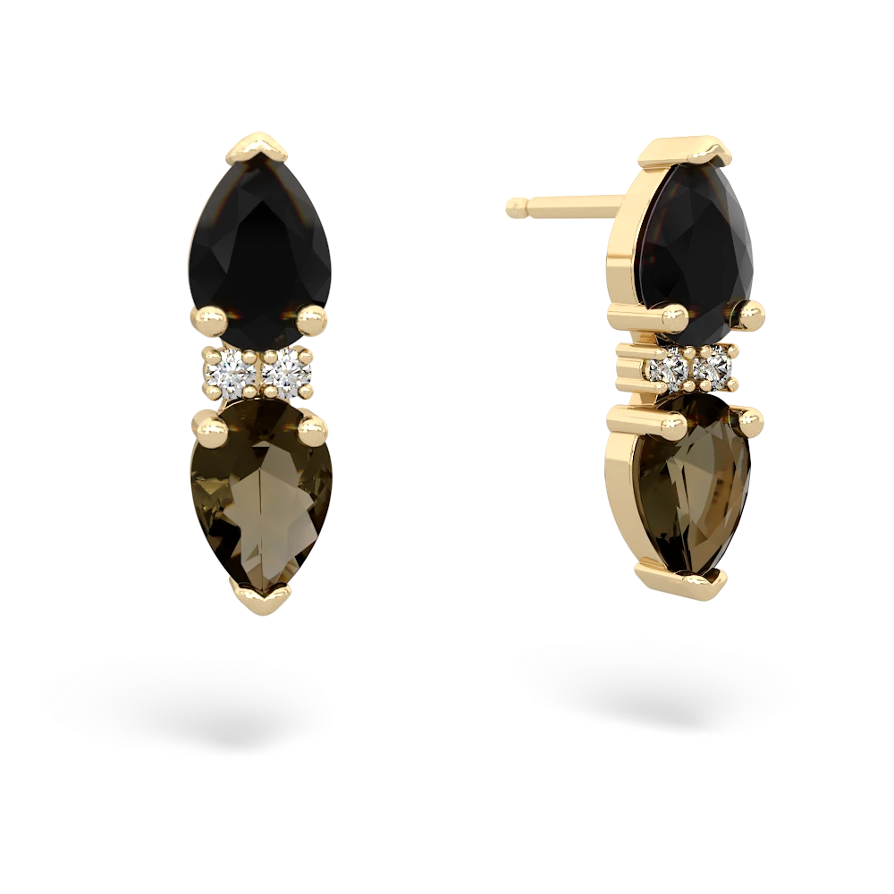 Onyx Bowtie Drop 14K Yellow Gold earrings E0865