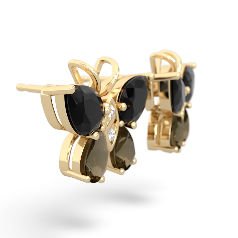 Onyx Butterfly 14K Yellow Gold earrings E2215