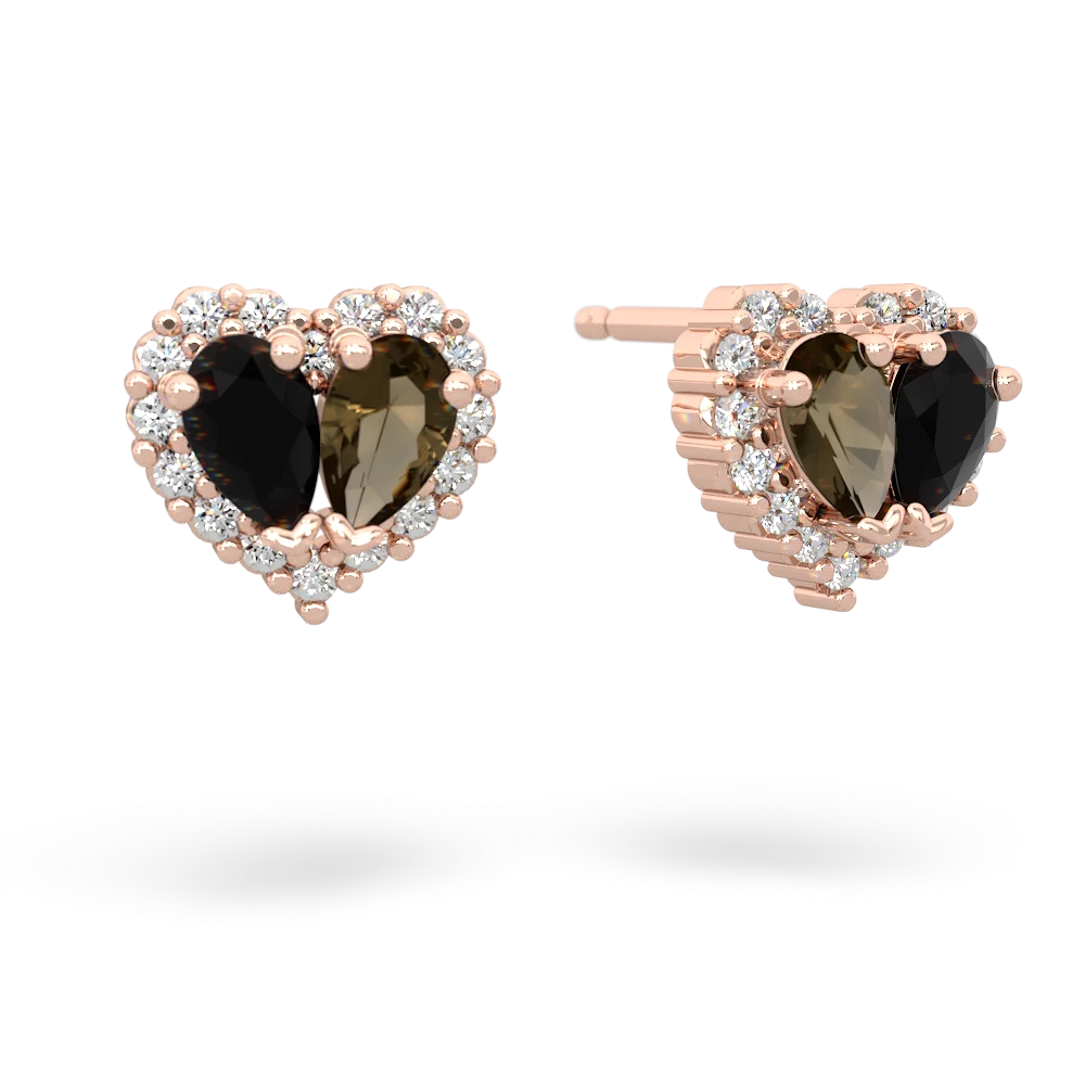 Onyx Halo 14K Rose Gold earrings E7008