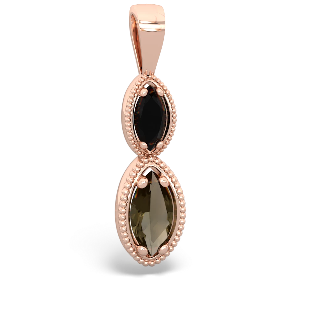 Onyx Antique-Style Halo 14K Rose Gold pendant P5700