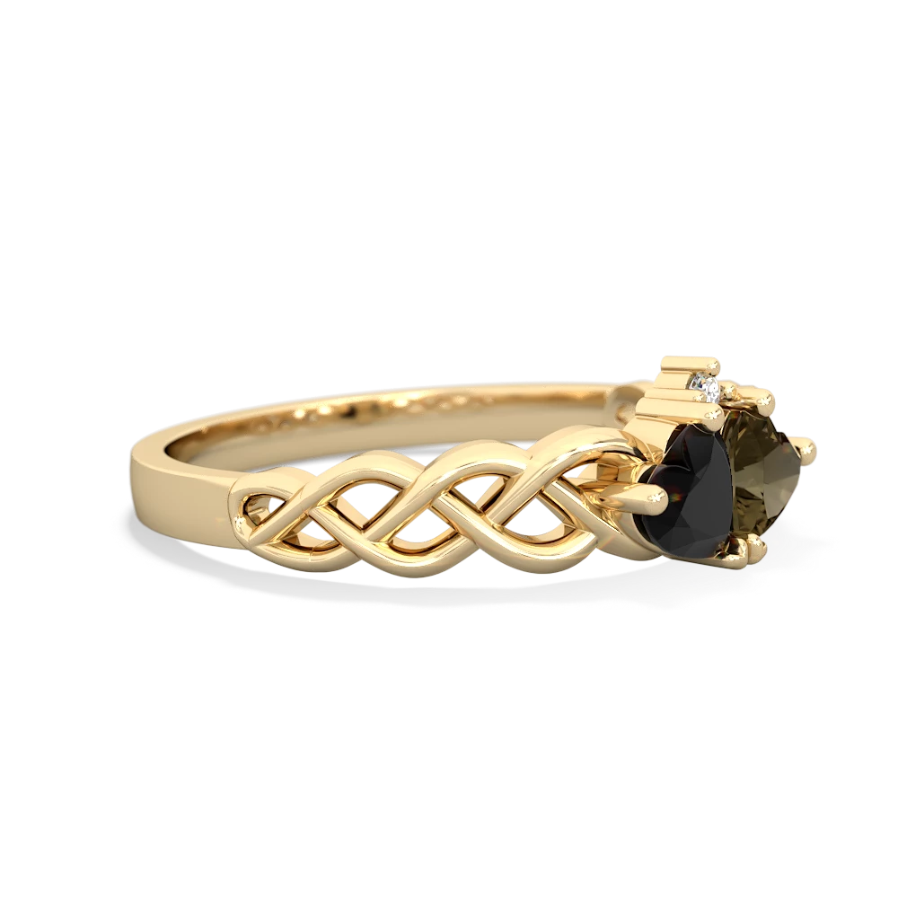 Onyx Heart To Heart Braid 14K Yellow Gold ring R5870