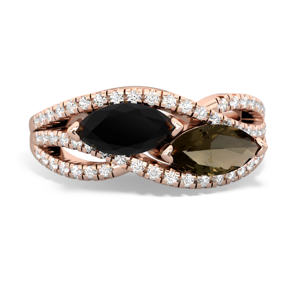 Onyx Diamond Rivers 14K Rose Gold ring R3070