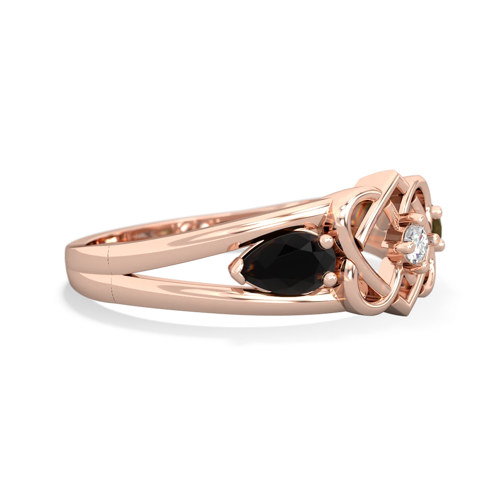 Onyx Hearts Intertwined 14K Rose Gold ring R5880