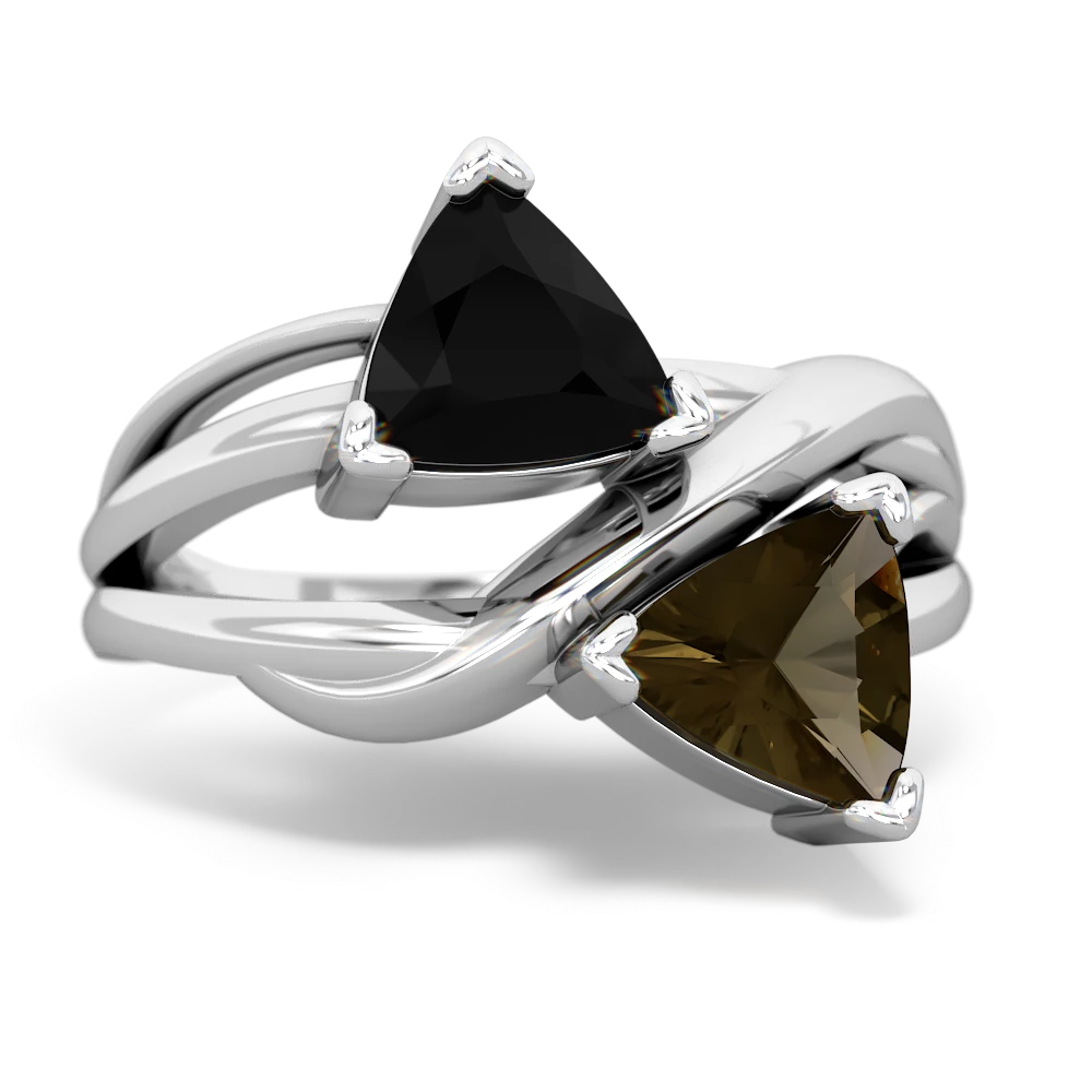 Onyx Split Band Swirl 14K White Gold ring R2341