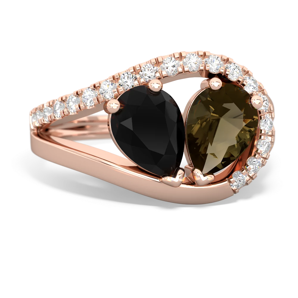 Onyx Nestled Heart Keepsake 14K Rose Gold ring R5650