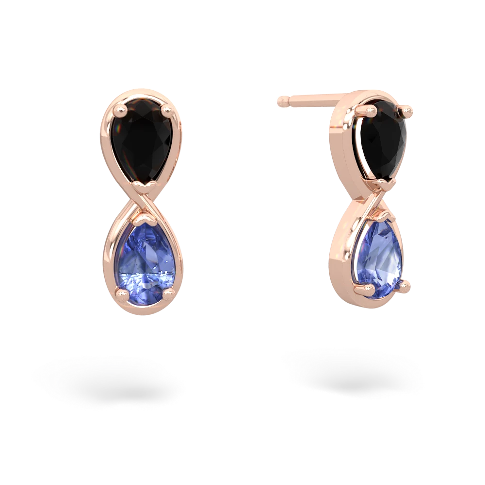 Onyx Infinity 14K Rose Gold earrings E5050