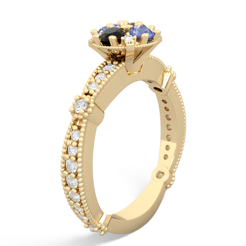 Onyx Sparkling Tiara Cluster 14K Yellow Gold ring R26293RD