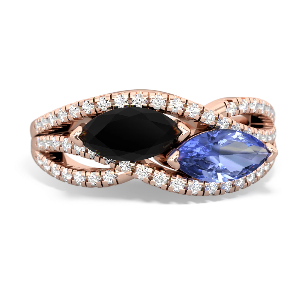 Onyx Diamond Rivers 14K Rose Gold ring R3070