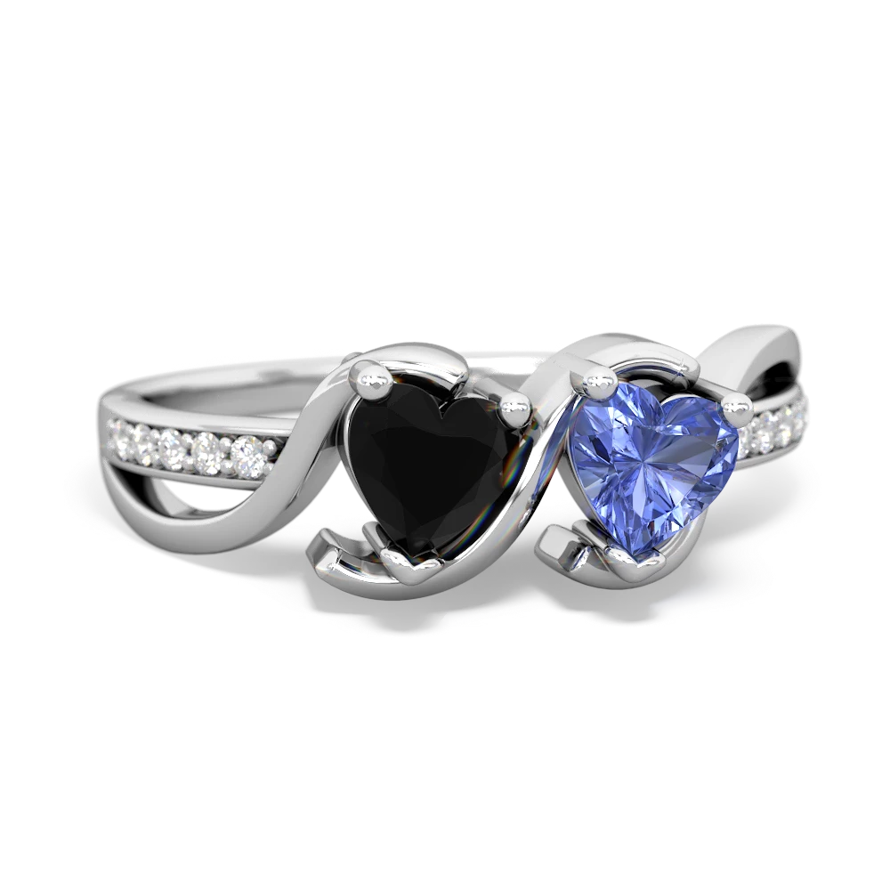 Onyx Side By Side 14K White Gold ring R3090