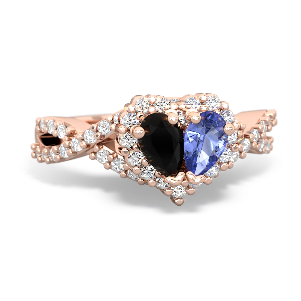 Onyx Diamond Twist 'One Heart' 14K Rose Gold ring R2640HRT