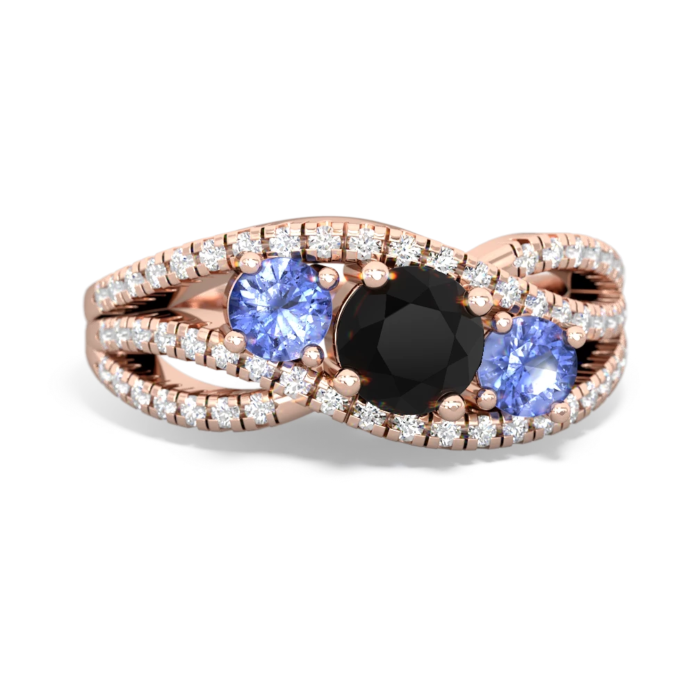 Onyx Three Stone Aurora 14K Rose Gold ring R3080