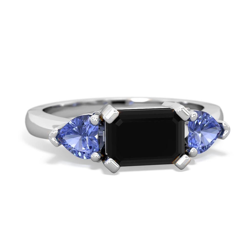 Onyx Three Stone 14K White Gold ring R5235