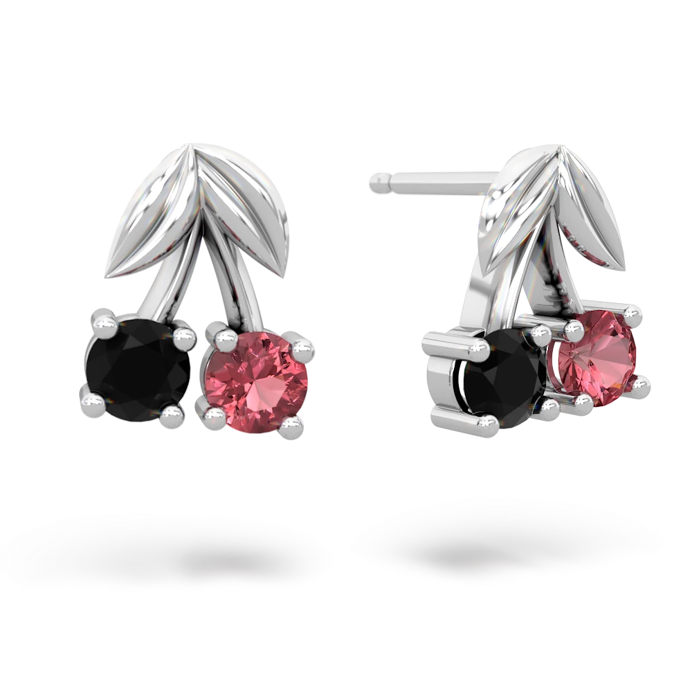 Onyx Sweet Cherries 14K White Gold earrings E7001