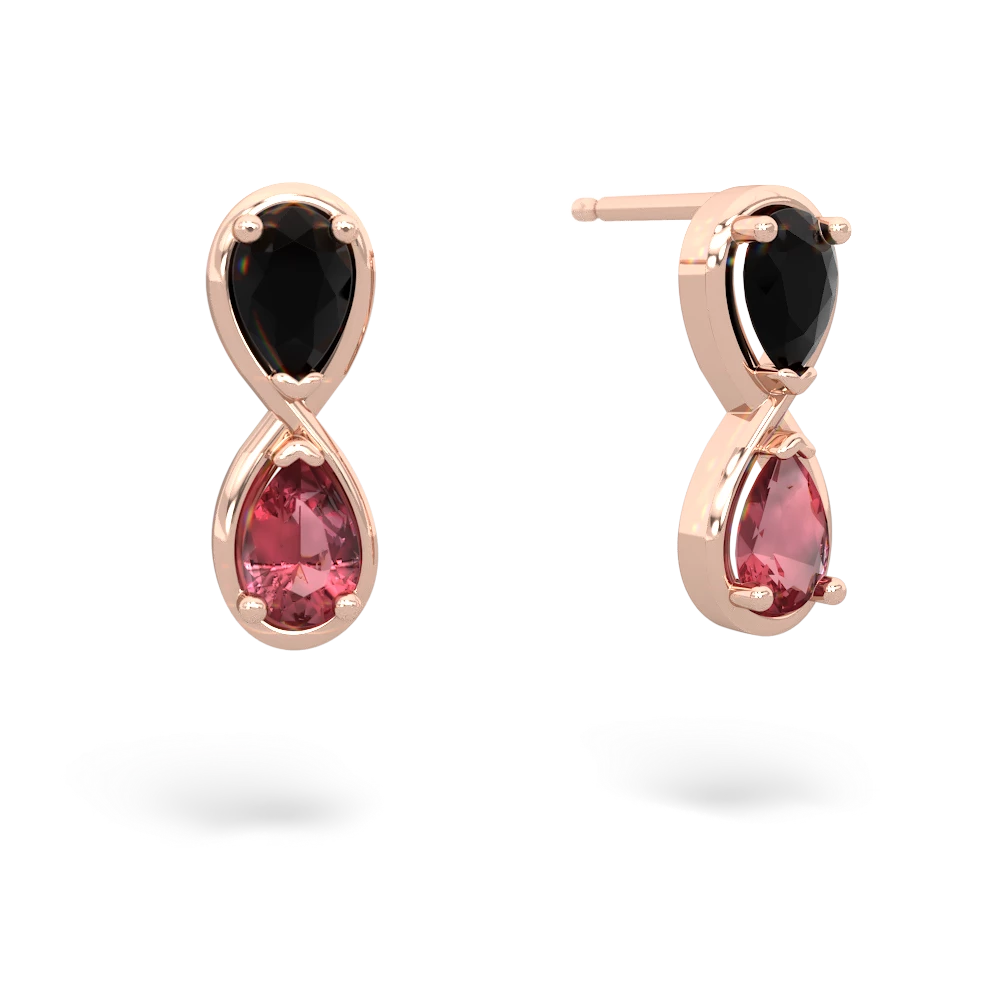 Onyx Infinity 14K Rose Gold earrings E5050