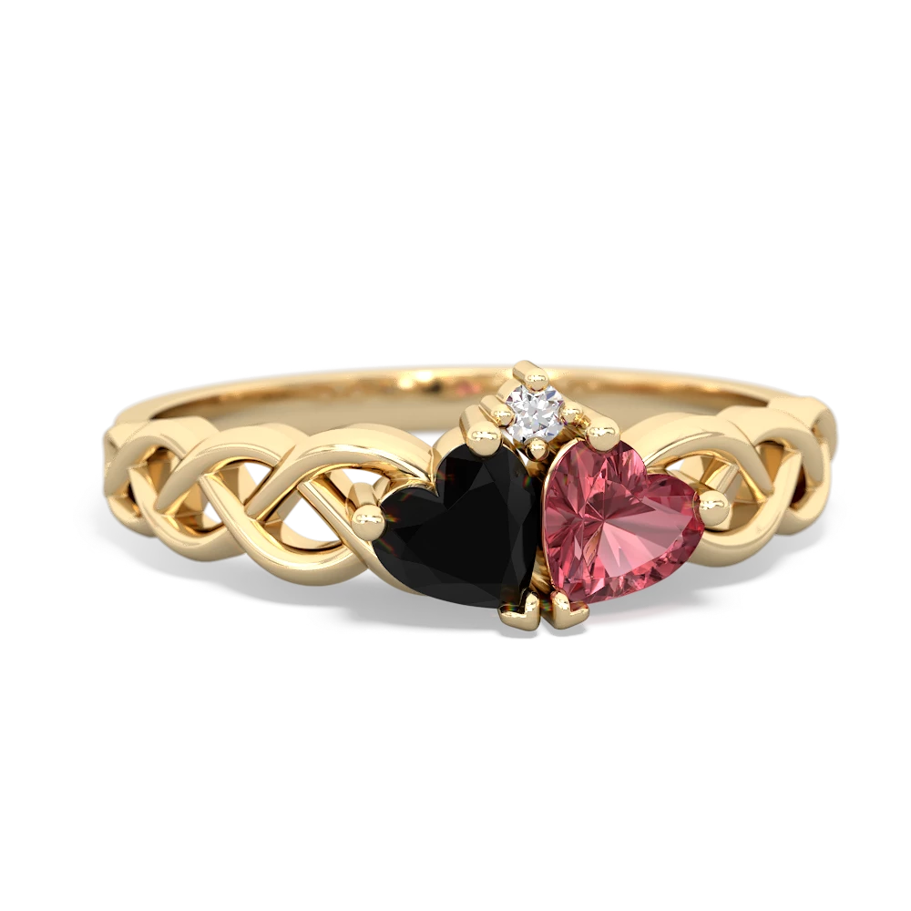 Onyx Heart To Heart Braid 14K Yellow Gold ring R5870