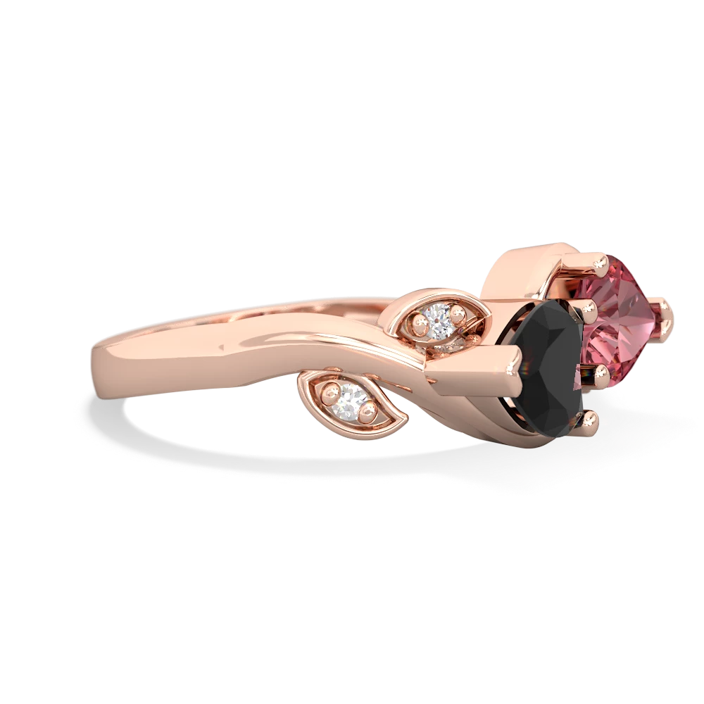 Onyx Floral Elegance 14K Rose Gold ring R5790