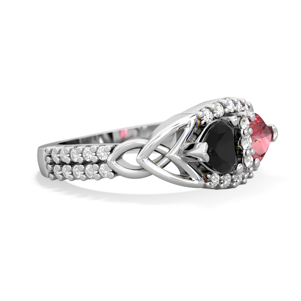 Onyx Sparkling Celtic Knot 14K White Gold ring R2645