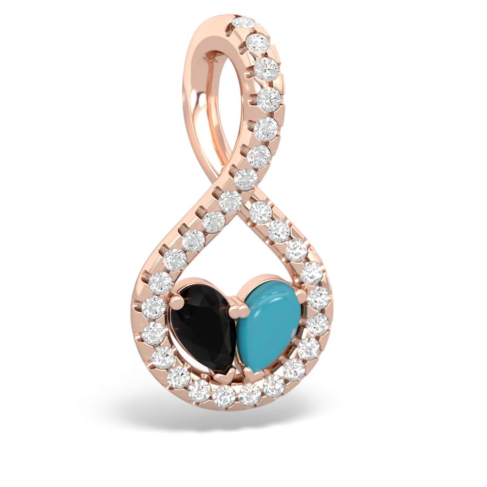 Onyx Pave Twist 'One Heart' 14K Rose Gold pendant P5360