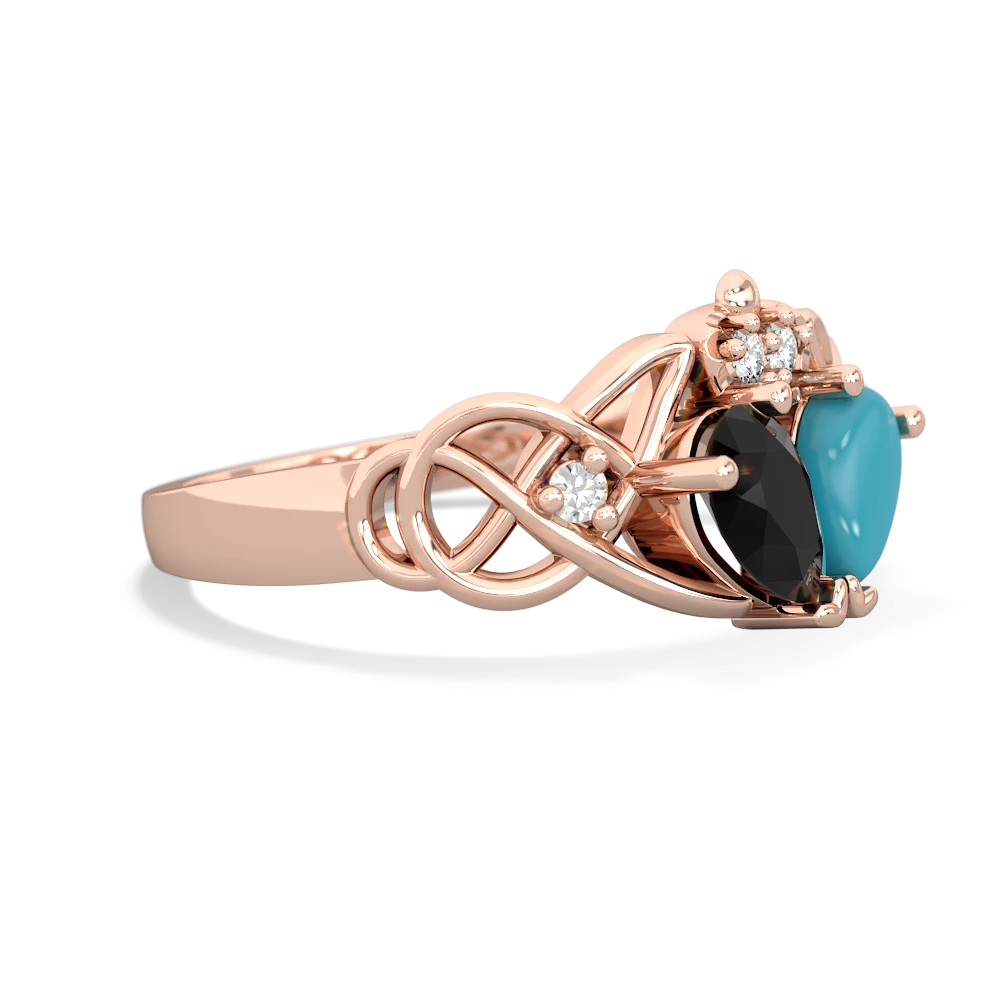 Onyx 'One Heart' Celtic Knot Claddagh 14K Rose Gold ring R5322