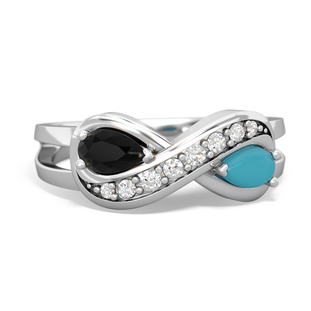 Onyx Diamond Infinity 14K White Gold ring R5390