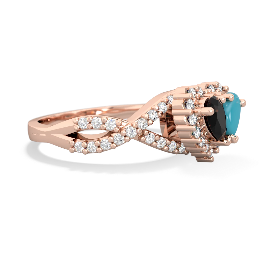 Onyx Diamond Twist 'One Heart' 14K Rose Gold ring R2640HRT