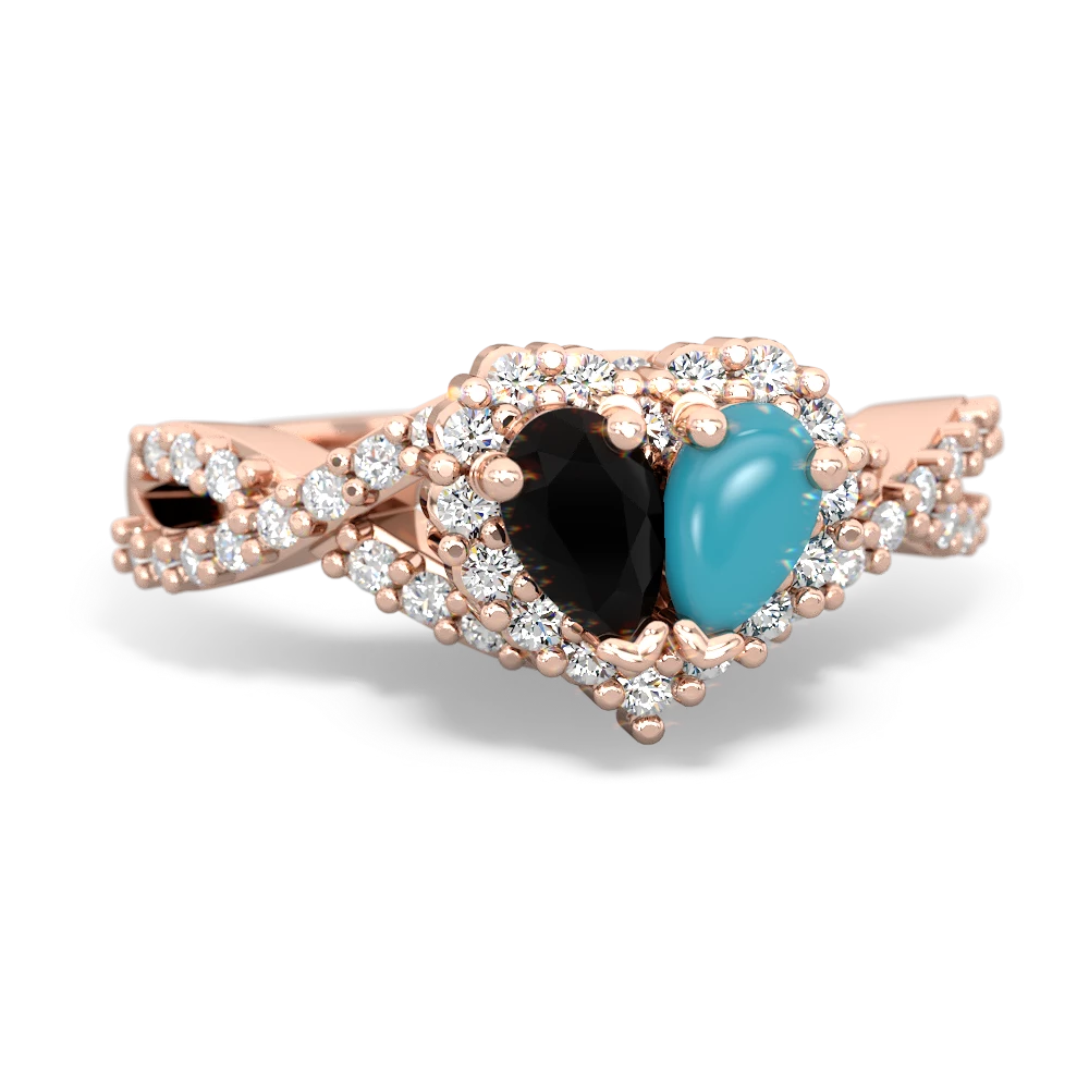 Onyx Diamond Twist 'One Heart' 14K Rose Gold ring R2640HRT