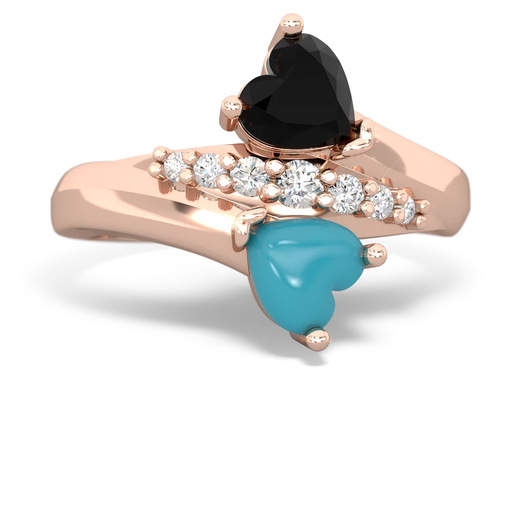 Onyx Heart To Heart 14K Rose Gold ring R2064