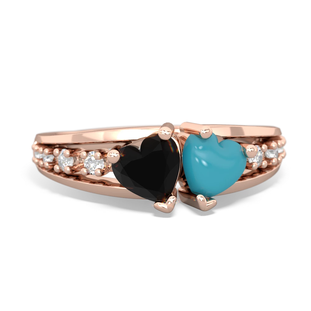 Onyx Heart To Heart 14K Rose Gold ring R3342