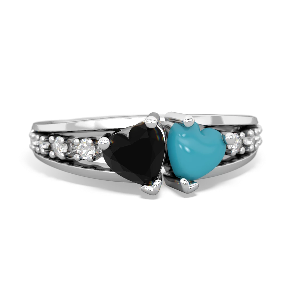 Onyx Heart To Heart 14K White Gold ring R3342