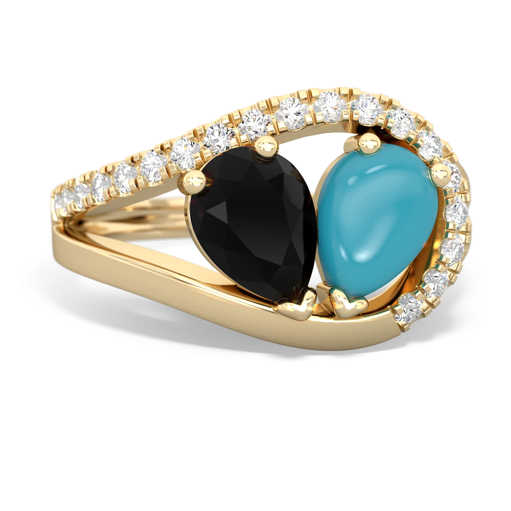 Onyx Nestled Heart Keepsake 14K Yellow Gold ring R5650