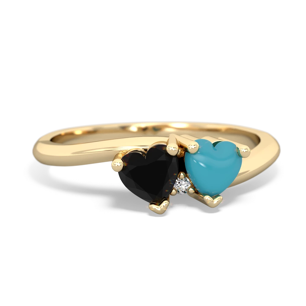 Onyx Sweethearts 14K Yellow Gold ring R5260