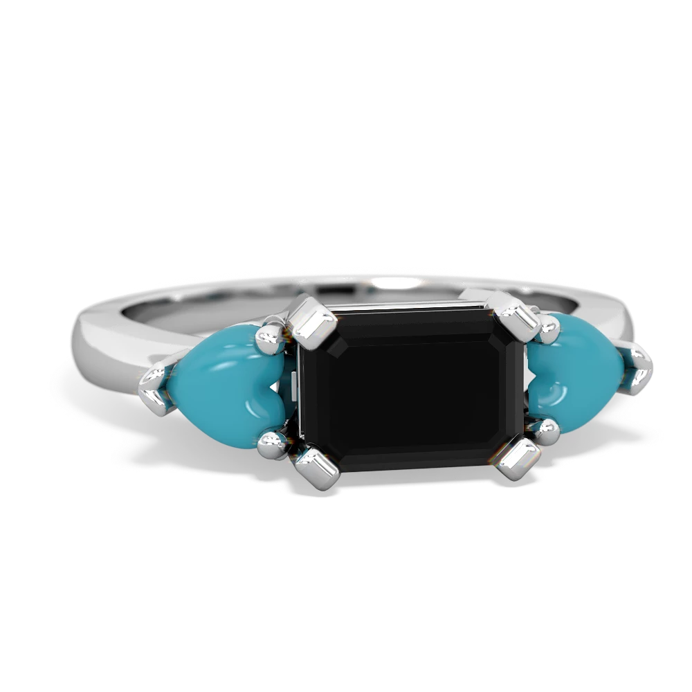 Onyx Three Stone 14K White Gold ring R5235