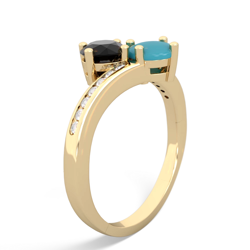 Onyx Channel Set Two Stone 14K Yellow Gold ring R5303