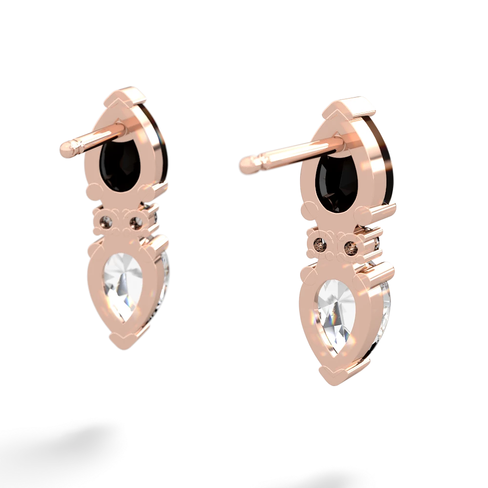 Onyx Bowtie Drop 14K Rose Gold earrings E0865