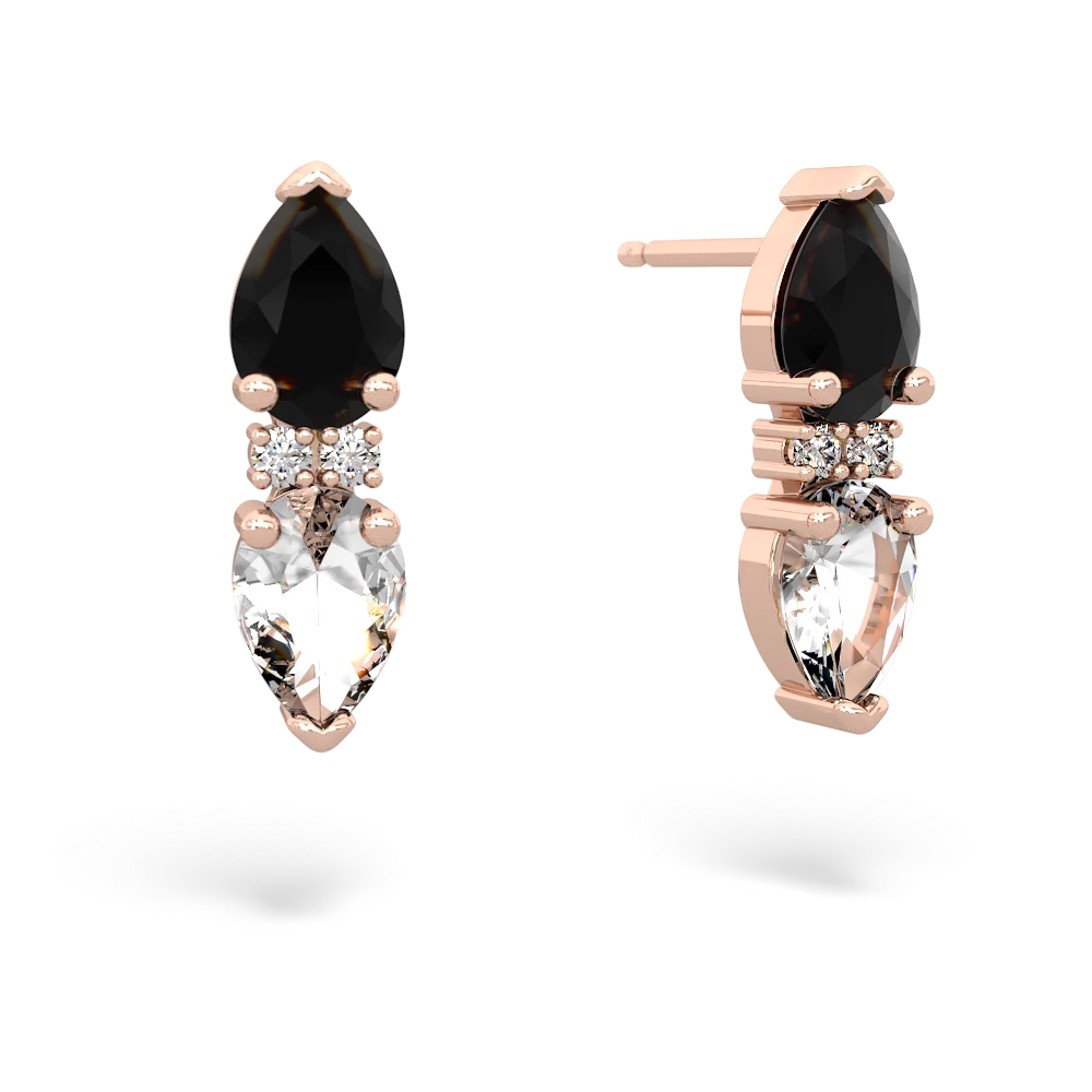 Onyx Bowtie Drop 14K Rose Gold earrings E0865