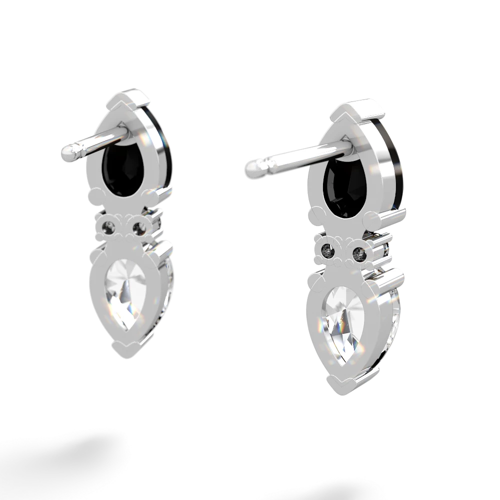 Onyx Bowtie Drop 14K White Gold earrings E0865