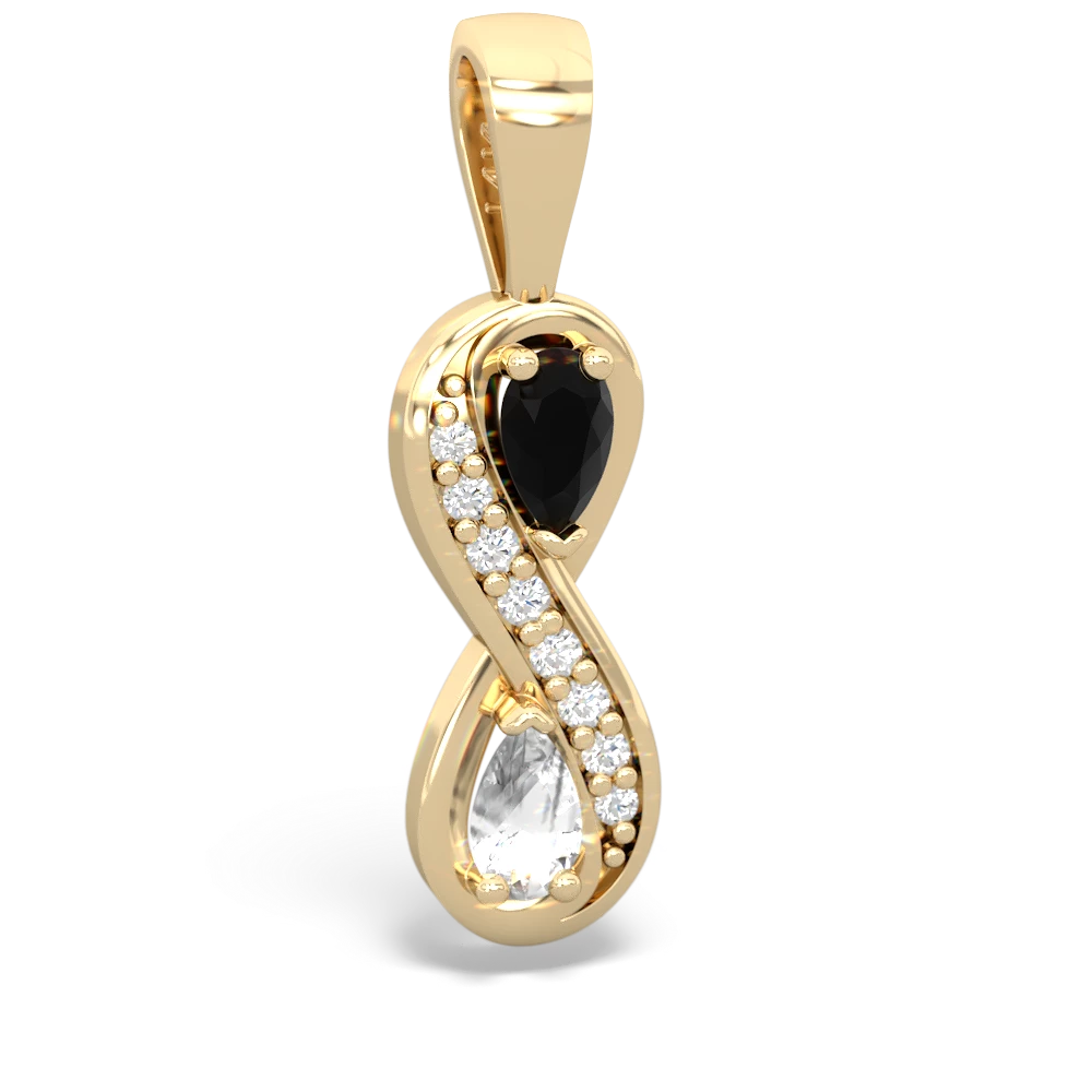 Onyx Diamond Infinity 14K Yellow Gold pendant P5390