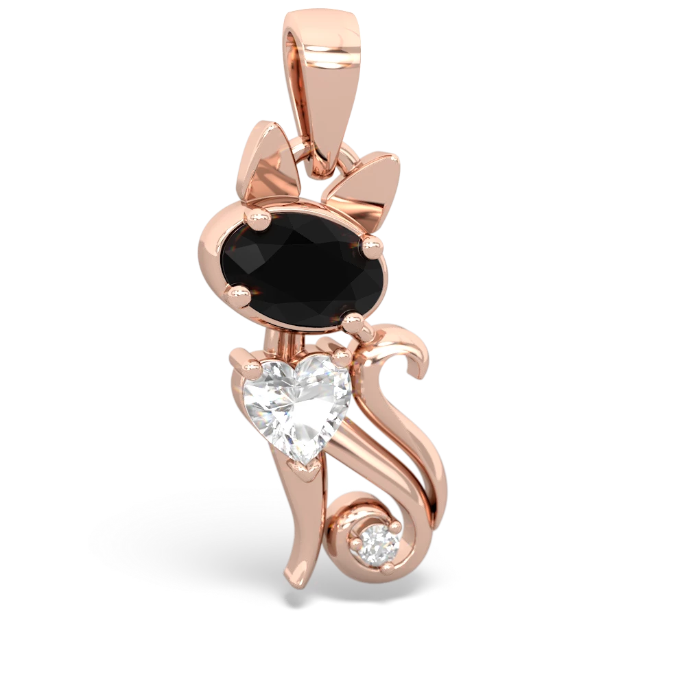 Onyx Kitten 14K Rose Gold pendant P5780