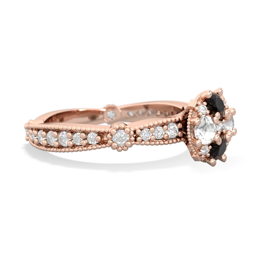 Onyx Sparkling Tiara Cluster 14K Rose Gold ring R26293RD