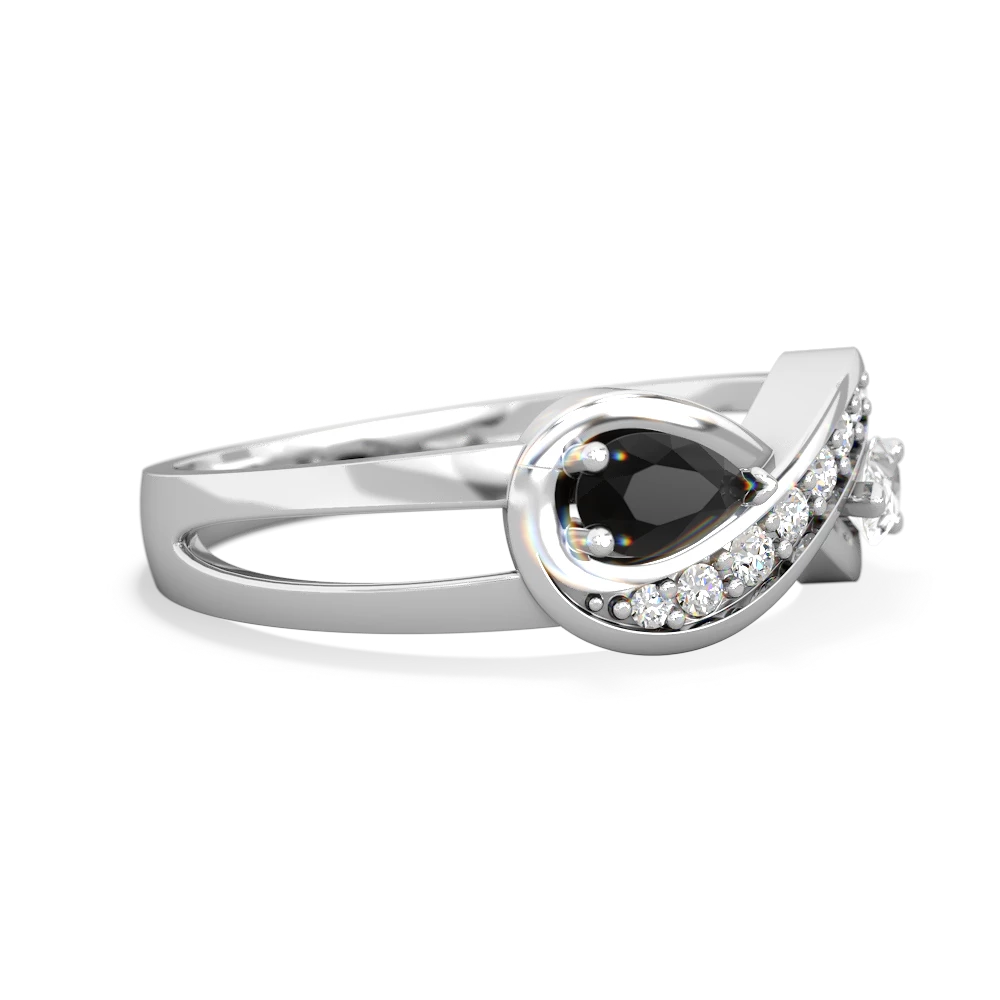 Onyx Diamond Infinity 14K White Gold ring R5390