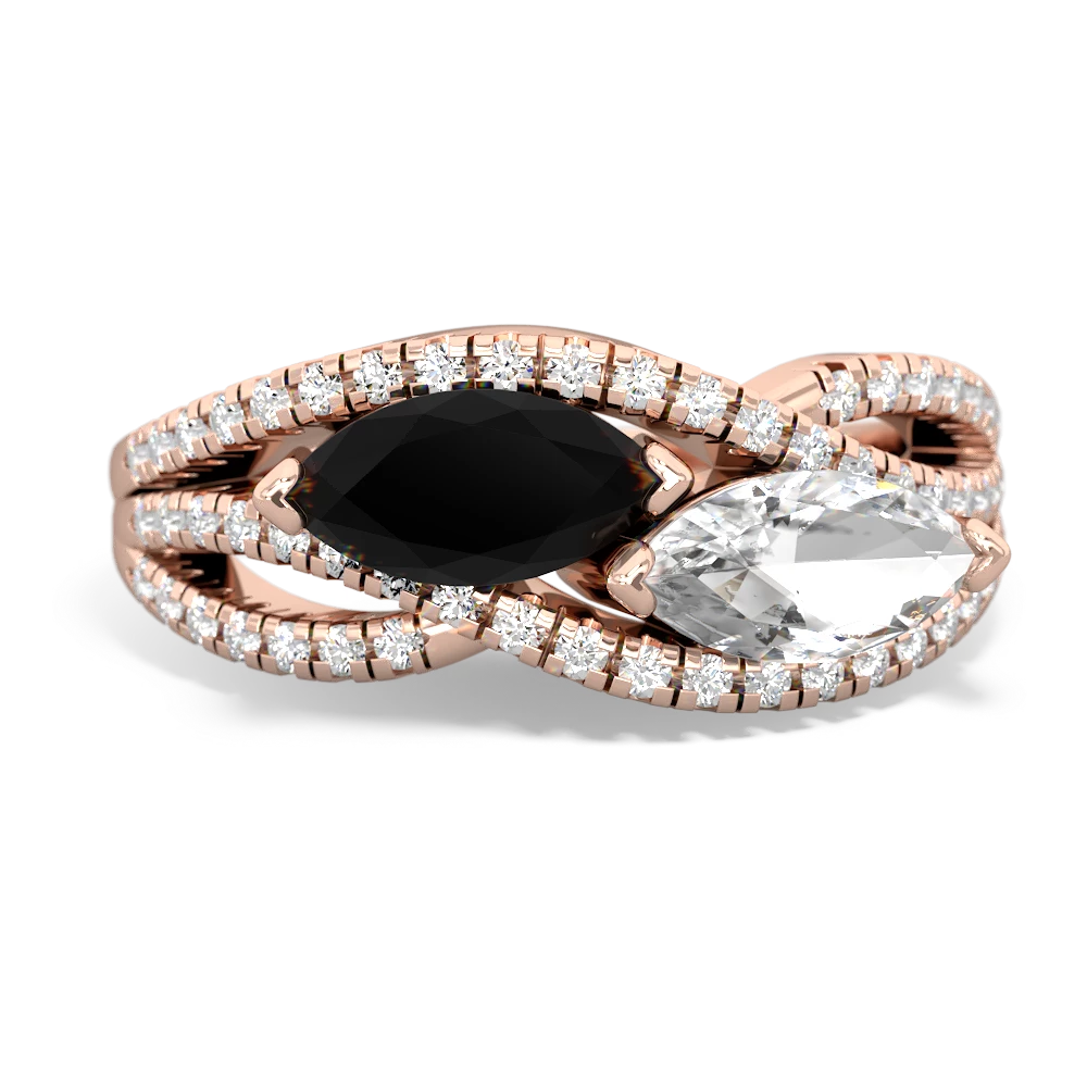 Onyx Diamond Rivers 14K Rose Gold ring R3070