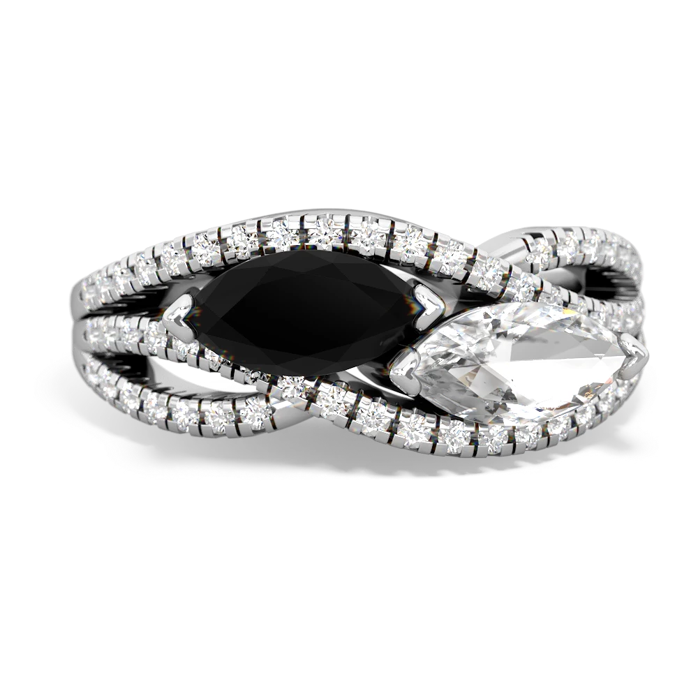 Onyx Diamond Rivers 14K White Gold ring R3070