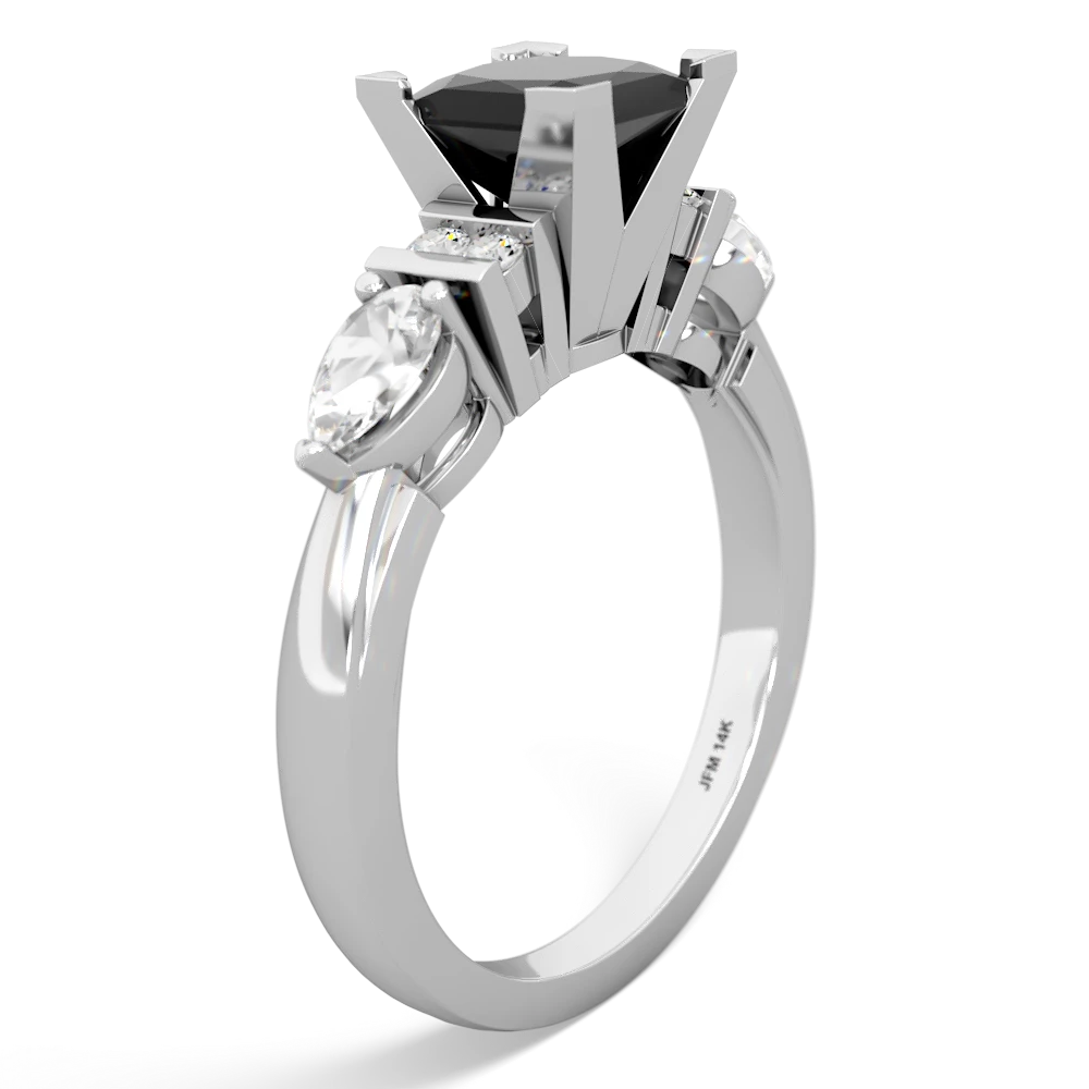 Onyx 6Mm Princess Eternal Embrace Engagement 14K White Gold ring C2002