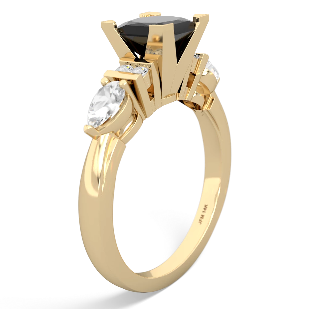 Onyx 6Mm Princess Eternal Embrace Engagement 14K Yellow Gold ring C2002