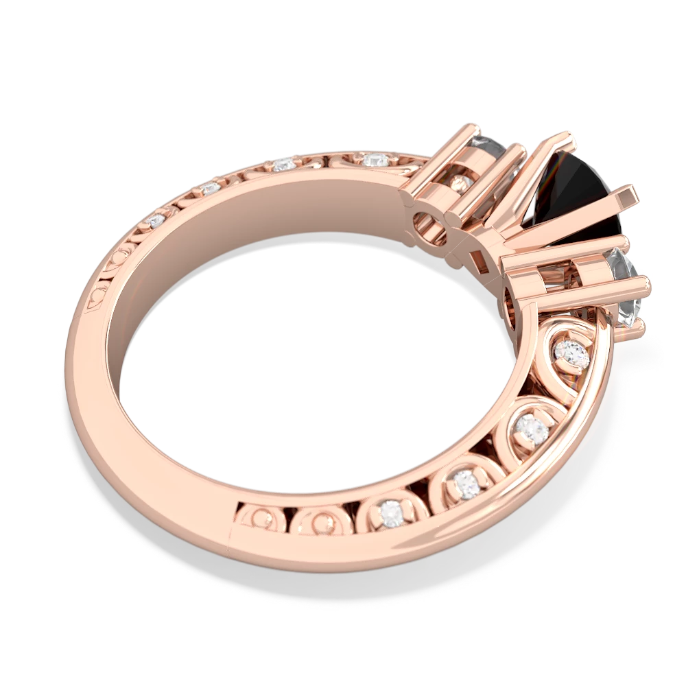 Onyx Art Deco Eternal Embrace Engagement 14K Rose Gold ring C2003